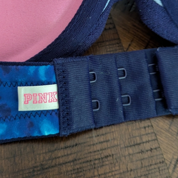 Victoria's Secret PINK Strapless Blue Tie-dye Bra Underwire Padded Pushup - Picture 4 of 5